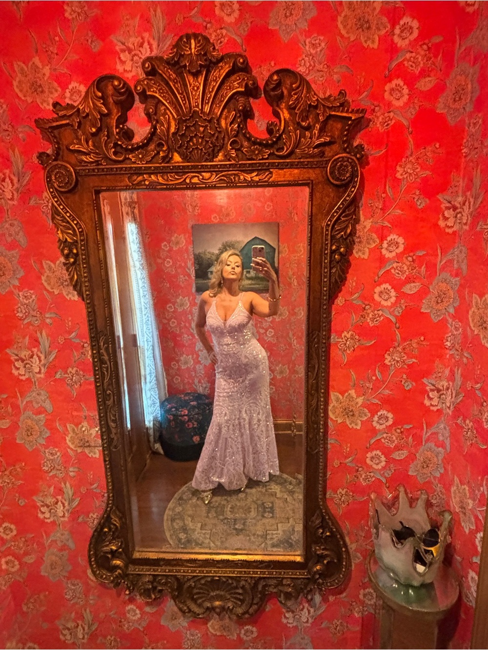 Morgan & Co. Lavender Lace Sequin Gown